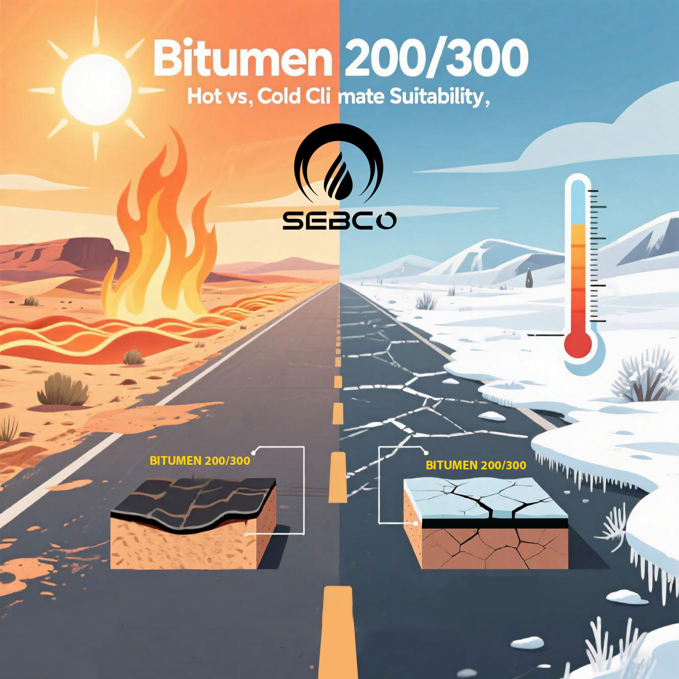 Bitumen 200/300 | Properties, Production, Applications, and Suitability for Hot vs. Cold Climates
